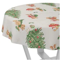 ANRO Wachstuchtischdecke abwaschbar Rund 120 cm Beige