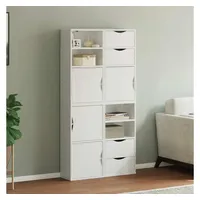 VidaXL Beistellschränke 4 Stk. ODDA Weiß 40x24x79 cm Massivholz