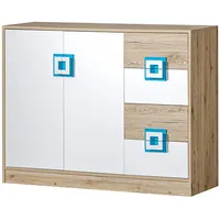 Feldmann-Wohnen Sideboard, Hellbraun, Weiß, Holz, 1 Fächer, 4 Schubladen,