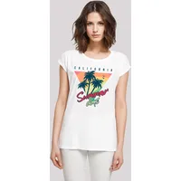 F4NT4STIC Extended Shoulder T-Shirt California Palmen Retro in weiß