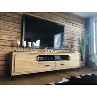 Woodline Massivholz Lowboard BERN 213 cm aus geölter Wildeiche