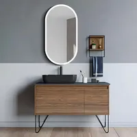 Talos Spiegelschrank mit Beleuchtung Oval Vento 45x80 cm schwarz