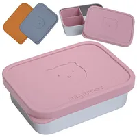 Bearfoot Lunchbox Brotdose Kinder Edelstahl mit Silikoneinsatz - Rosa,