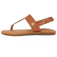 Tommy Hilfiger Damen Sandalen Leather Thong Zehentrenner, Braun (Cinnamon
