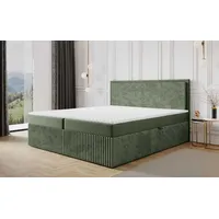 Fun Möbel Boxspringbett Schlafzimmerbett HIDIS 180x200cm Stoff Vito Olivgrün