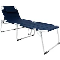 LINDER EXCLUSIV XXL Sonnenliege Dreibeinliege Gartenliege Dunkelblau gepolstert -