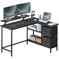 VASAGLE L-förmige Schreibtisch Eckschreibtisch Computertisch mit Schubladen 135cm schwarz