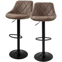 ML-Design Barhocker 2er Set aus Kunstleder, Braun, mit Rückenlehne