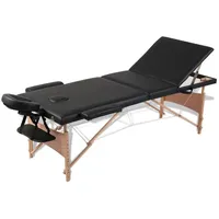 VidaXL Massageliege Klappbar 3-Zonen mit Holzgestell Schwarz