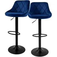ML-Design Barhocker 2er Set aus Samt, Blau, Barstuhl mit