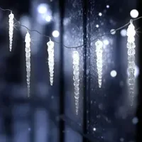 Spetebo LED Lichterkette Eiszapfen 285 cm Weiß