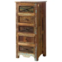 Massivmoebel24 Kommode Altholz 55x45x122 mehrfarbig lackiert NATURE of SPIRIT