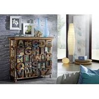 Massivmoebel24 Kommode Altholz 90x40x100 mehrfarbig lackiert NATURE of SPIRIT
