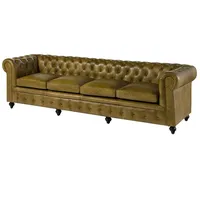 MASSIVMOEBEL24.DE Sofa 4-Sitzer Echtleder 274x82x75 grün CHESTERFIELD #304 -