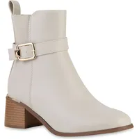 Stiefelparadies Damen Biker Boots in Beige,