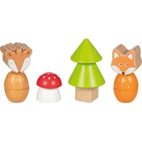 GoKi 58336 Schraubklötze „Waldfreunde“, 14-teilig – Motorikspielzeug aus Holz