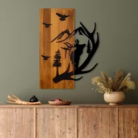 Wallity Elegant Decorative Wooden Wall Accessory, Walnut & Black,