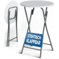 CASARIA Stehtisch Klappbar 110cm Hoch Rund 60cm Holz Garten