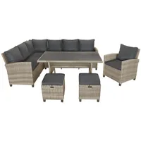Green Spirit Garten Ecklounge Set Alpina Grau, Naturmaterialien, Loungemöbel,