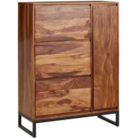 FineBuy Schuhschrank 90cm Sheesham Schuhkipper Schuhkommode Flur