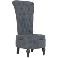 VidaXL Polsterstuhl, mit Hoher Rückenlehne Dunkelgrau Samt Knopfheftung