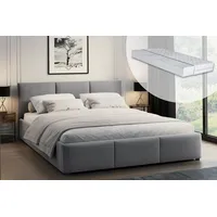 Home collective Polsterbett Doppelbett 140x200 cm Samt grau mit