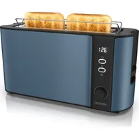 Arendo Toaster Edelstahl, Langschlitz, Display mit Restzeitanzeige, Brötchenaufsatz, 1