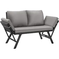 Tectake Rattan-Loungesofa Sintra, 2in1 Funktion, UV-beständiges und wetterfestes Geflecht