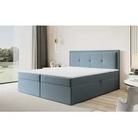 Fun Möbel Boxspringbett Schlafzimmerbett DEGNA 160x200cm Stoff Gerra Graublau