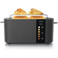 Arendo Toaster 4 Scheiben, Langschlitz, Edelstahl, 1500W, Display mit