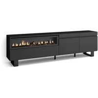 SKRAUT HOME TV-Schrank, Schwarz, Anthrazit, Holzwerkstoff, Rechteckig, 35x57x200 cm,