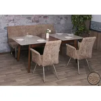 MCW Esszimmer-Set MCW-G55, 2er-Set Stuhl mit Armlehne+Sitzbank 180cm, Edelstahl