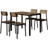 Vicco Esstischset Fyrk, Schwarz/Eiche rustikal, 110 x 70 cm