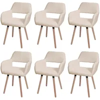 MCW 6er-Set Esszimmerstuhl MWC-A50 II, Stuhl Küchenstuhl Polsterstuhl, Holz