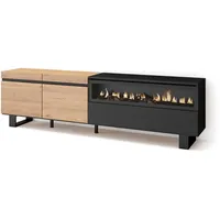 SKRAUT HOME Lowboard, Eiche Schwarz, Holzwerkstoff, Rechteckig, 35x57x200 cm,