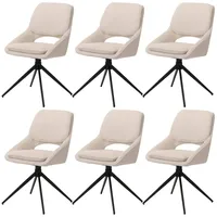 MCW 6er-Set Esszimmerstuhl MCW-N73, Küchenstuhl, drehbar Auto-Return, Stoff/Textil Boucle
