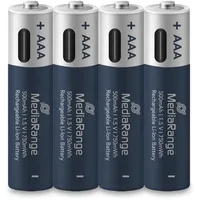 MediaRange Wiederaufladbare USB-C Li-Ion Batterien, Micro AAA I 1.5V