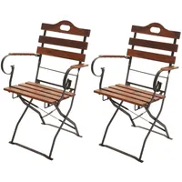 Mendler 2er-Set Biergartenstuhl HWC-J40, Klappstuhl Gartenstuhl, Gastronomie-Qualität Akazie MVG-zertifiziert