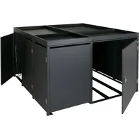 Mendler 3er-Mülltonnenverkleidung / 2er-Fahrradgarage mit Pflanzkasten HWC-N79, abschließbar 130x193x208