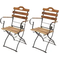Mendler 2er-Set Biergartenstuhl HWC-J40, Klappstuhl Gartenstuhl, Gastronomie-Qualität Akazie MVG-zertifiziert
