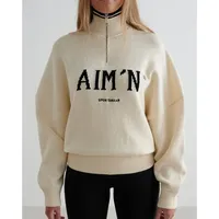 Aim'n College Knitted Half Zip White M