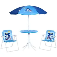Outsunny Kindersitzgruppe Campingset Gartentisch 2 Klappstühle Sonnenschirm für 3-6