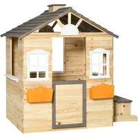 Outsunny Spielhaus für Kinder Holz Kinderspielhaus mit Fenster Briefkasten