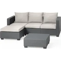 ALLIBERT Salta 3-Sitzer Loungeset 3-teilig mit Hocker und Tisch
