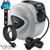 Masko MASKO® Automatik Kabeltrommel Verlängerungskabel mit 3-Fach Anschluss 180°