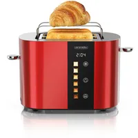 Arendo Toaster Edelstahl, 800W, Display mit Restzeitanzeige, Brötchenaufsatz, Defrost