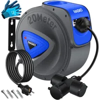 Masko MASKO® Automatik Kabeltrommel Verlängerungskabel mit 3-Fach Anschluss 180°