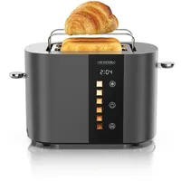 Arendo Toaster Edelstahl, 800W, Display mit Restzeitanzeige, Brötchenaufsatz, Defrost