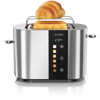 Arendo Toaster Edelstahl, 800W, Display mit Restzeitanzeige, Brötchenaufsatz, Defrost