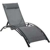 Outsunny Sonnenliege Gartenliege Relaxsessel Liegestuhl Alu verstellbar Grau 171x64x82